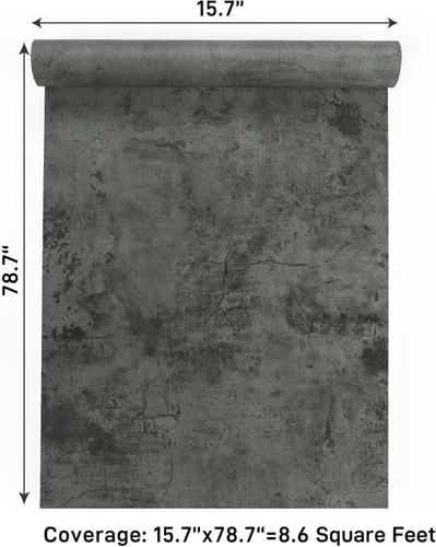 Vista 9 de VaryPaper Papel tapiz de hormigón industrial desgastado de 15.7''x78.7'', despegar y pegar, papel de contacto de cemento moderno, vinilo decorativo