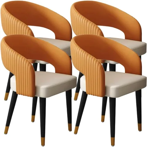 Vista 11 de YVYKFZD Mid Century Dining Chairs, Leather Kitchen Chairs Set, Dining Room Chair with Curved Backrest and Metal Legs, Upholstered Armchair Comfy