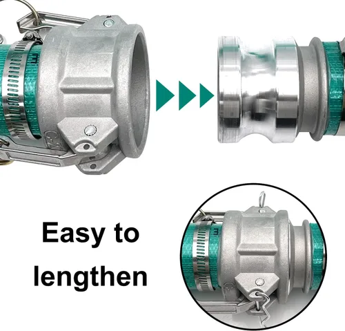 Vista 3 de SAFBY Manguera de descarga de bomba de agua con accesorios de aluminio Camlock A C E F, manguera de drenaje resistente de tres capas para piscina