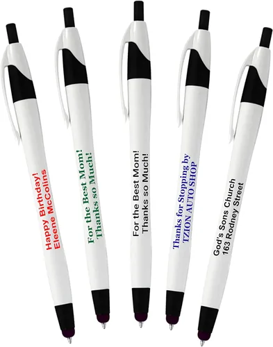 Vista 9 de Paquete de 200 bolígrafos personalizados de tinta de escritura con punta de lápiz capacitivo, los mejores bolígrafos personalizados impresos con tu