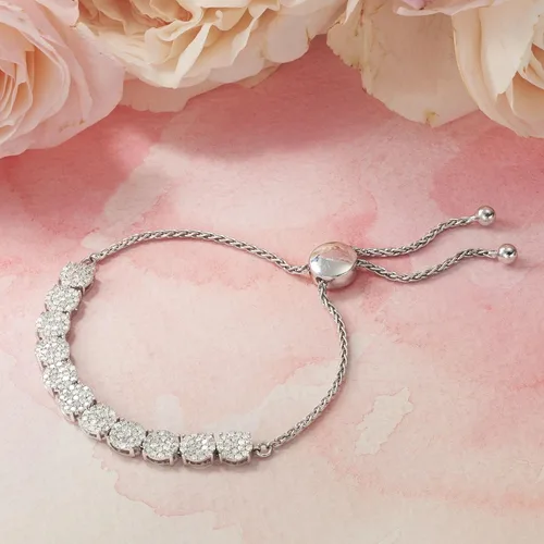 Vista 4 de Ross-Simons Pulsera bolo de diamantes de 2.00 quilates en plata de ley, Diamante, diamante