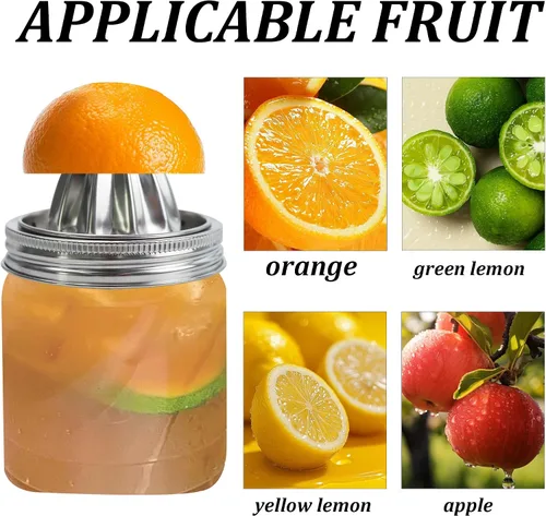 Vista 3 de Tapa de exprimidor de acero inoxidable para frascos de masón, exprimidor manual para limón y naranja, exprimidor de cítricos para tarros Mason