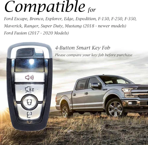 Vista 5 de Vitodeco Funda protectora de cuero para llavero inteligente compatible con Ford (modelos 2018 - 2026), 4 botones, color negro