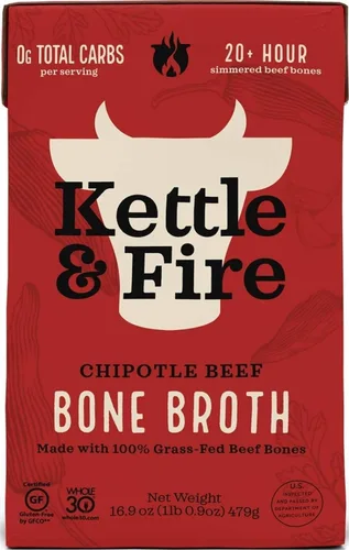 Vista 17 de Kettle and Fire Classic - Caldo de hueso de ternera, aprobado por Keto, Paleo, y Whole 30, sin gluten, alto en proteínas y colágeno, paquete de 4