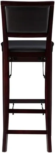 Vista 10 de Home Square Juego de 2 taburetes de bar plegables de madera con respaldo acolchado en marrón espresso