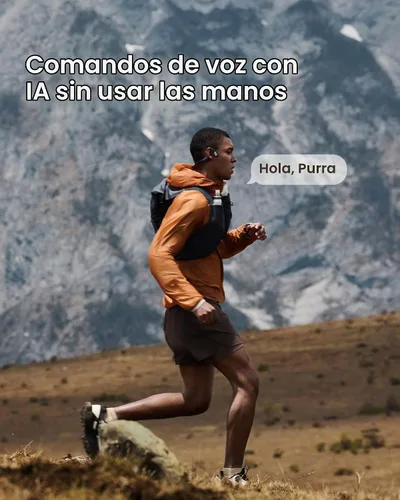 Vista 5 de mojawa Purra Run Auriculares de Conducción Ósea para Deporte, Auriculares de Oreja Abierta con Bluetooth y Micrófono, Resistente al Agua IP67, Bajo