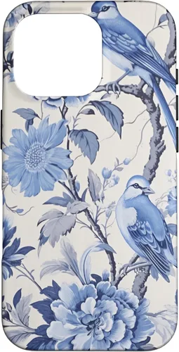 Vista 20 de Chinoiserie Floral Toile Blue and White Case for iPhone 16