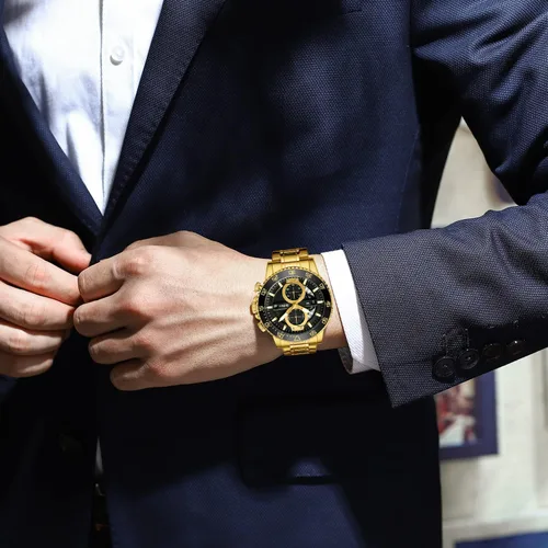 Vista 3 de Relojes para hombre cronógrafo 3ATM impermeable con fecha analógica de cuarzo relojes de pulsera para hombre