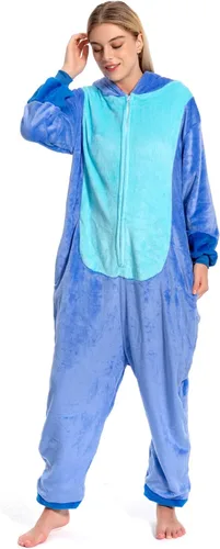 Vista 4 de Wallvhion Pijama de una pieza unisex para adultos, trajes de una pieza para mujeres y hombres, cosplay, ropa de dormir de Halloween