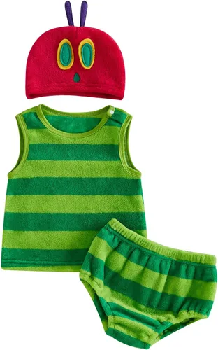 Vista 9 de Disfraz de oruga hambrienta de Halloween para bebés, niños y niñas, traje a Verde-1