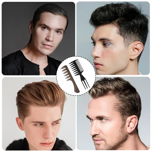 Vista 3 de Juego de 4 peines para el cabello, dientes anchos y peines de doble cara para hombres y niños