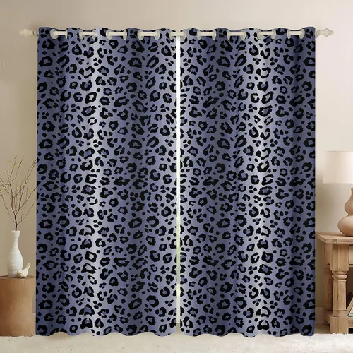 Vista 13 de Feelyou Cortinas opacas con estampado de leopardo de 30% a 50%, cortinas de oscurecimiento con estampado de guepardo para dormitorio, para niños
