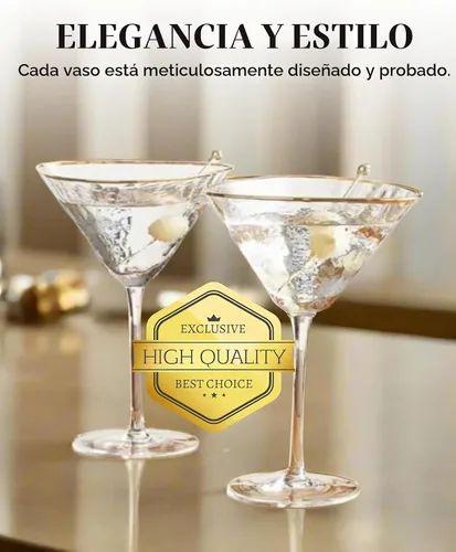 Vista 3 de Sisterly Drinkware - Juego de 2 vasos de Martini martillados transparentes – Vasos de cóctel hechos a mano con borde dorado con 2 púas chapadas