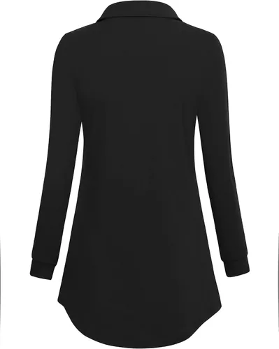 Vista 3 de Bebonnie Blusa casual de manga larga con cuello en V y solapa para mujer con botones