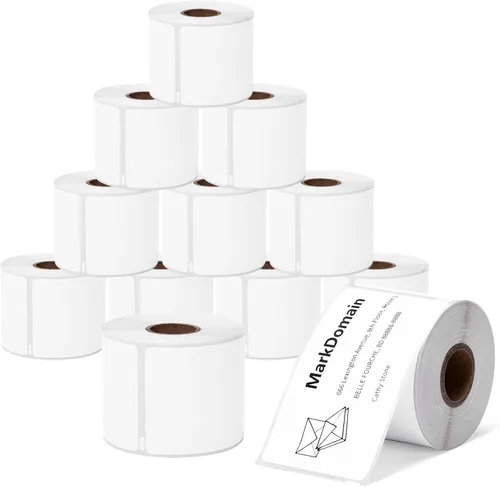 Vista 10 de 12 rollos compatibles con Dymo LabelWriter 30252 repuestos de etiquetas de 1-1/8 pulgadas x 3-1/2 pulgadas, etiquetas de dirección y código