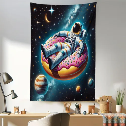 Vista 87 de Ambesonne Tapiz verde, fases lunares alrededor de un árbol de la vida, impresión de diseño bohemio de astrología nocturna, decoración de tela