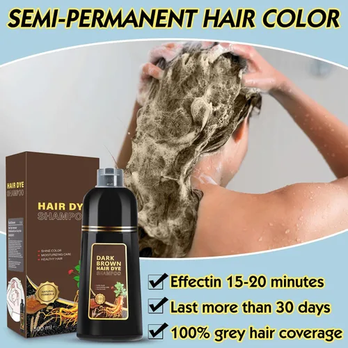 Vista 7 de Champú de tinte para el cabello 3 en 1, champú con ingredientes herbarios, tinte para cabello negro para mujeres y hombres, champú de cobertura