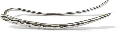 Vista 5 de Ear Climber Earrings Long Sterling Silver Climbers Crawler Bar Studs Hammered Textured 30mm Length