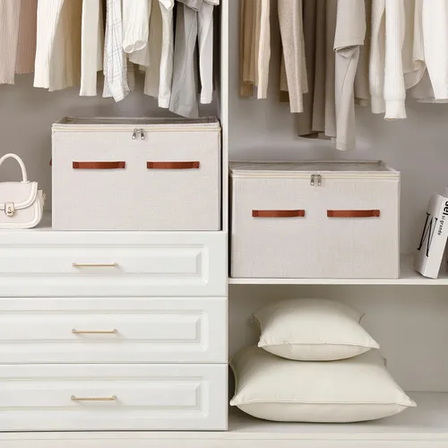 Vista 2 de Organizador de zapatos para armario, caja de almacenamiento de zapatos plegable grande con cubierta transparente, particiones extraíbles y parte