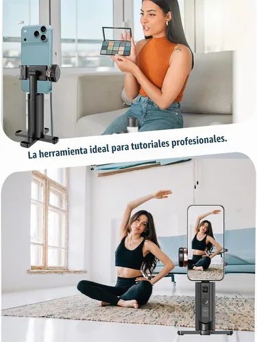 Vista 9 de Trípode de teléfono con seguimiento automático, rotación de 360°, trípode de seguimiento facial automático con gestos y control remoto, soporte