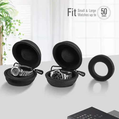 Vista 5 de Caja de viaje para relojes de pulsera y relojes inteligentes de hasta 1.969 in, color negro, Negro -, CasualViajeGimnasioSolteroPortátil
