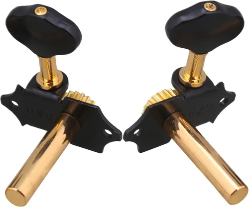 Vista 3 de Yibuy Aleación de zinc negro dorado estilo abierto máquina de guitarra cabeza afinación clavijas de bloqueo sintonizadores 3L 3R 18:1 para guitarra