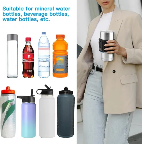 Vista 2 de Xxerciz Soporte para botella de agua con correa ajustable para el hombro, universal para botella para caminar, senderismo, camping