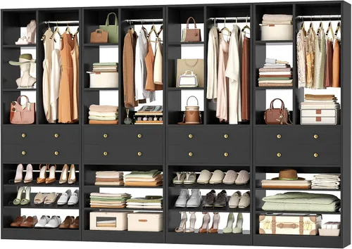 Vista 12 de Besiost Sistema de Armario Pequeño, Sistema Organizador de Armario de Madera de 28"/2.3 Pies con Cajones y Estantes, Sistemas de Armario Walk-in
