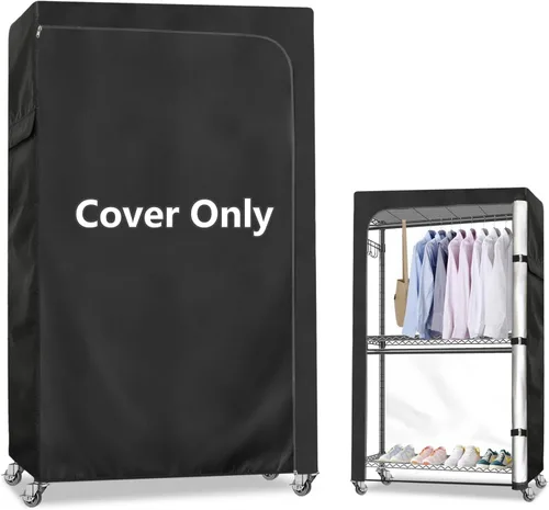 Vista 15 de Rileytee Wire Shelf Cover,Heavy Duty 600D Dustproof Waterproof Shelf Covers for Wire Shelving,Outdoor Storage Rack Cover for Wire Rack with Negro