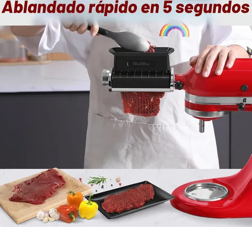 Vista 6 de Accesorio Ablandador de Carne de Grosor Ajustable para Batidoras de Pie KitchenAid, Herramienta Ablandadora de Carne, Accesorios de Procesador