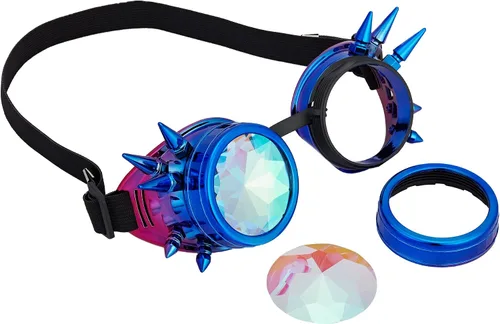 Vista 74 de Gafas caleidoscopio para raves trippy psicodélico steampunk con lentes de cristal de difracción de prisma arcoíris