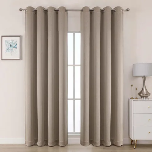 Vista 61 de OWENIE Cortinas 100% opacas de 63 pulgadas de largo, 2 paneles para dormitorio, sala de estar, cortinas superiores con ojales con aislamiento Negro