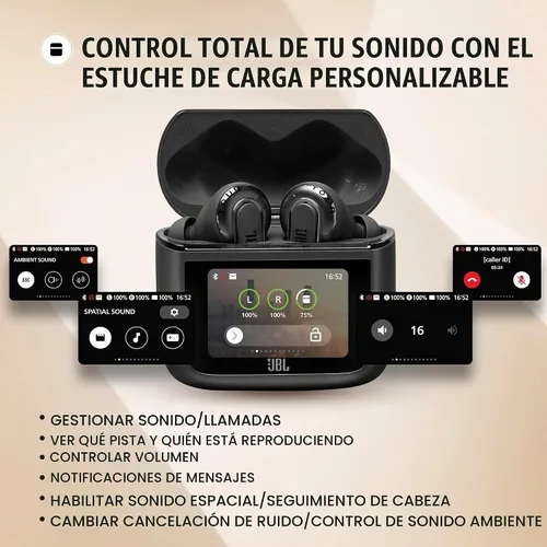 Vista 6 de JBL Tour Pro 3 True Wireless Earbuds, cancelación inteligente de ruido Negro