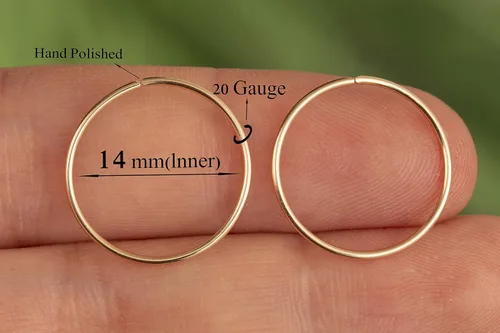 Vista 145 de Aretes de aro de oro de plata – Aretes de aro para mujer, dos piezas de aros de plata fina rellenos de oro, aro de hélice, anillo de tragus, aro