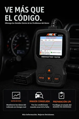 Vista 5 de Ancel AD310 Pro Bluetooth OBD2 escáner y probador de batería para Gris