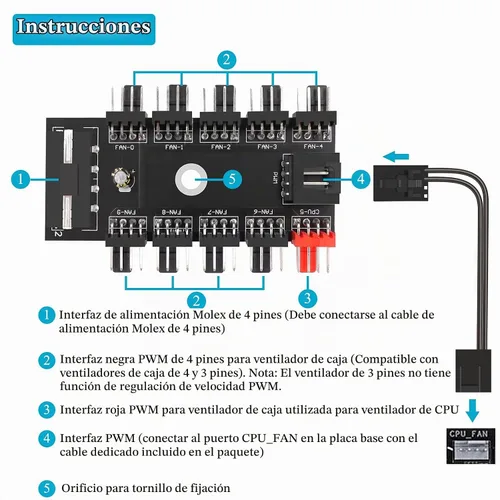 Vista 2 de 1 a 10 vías fuente de alimentación divisor cable de extensión ventilador