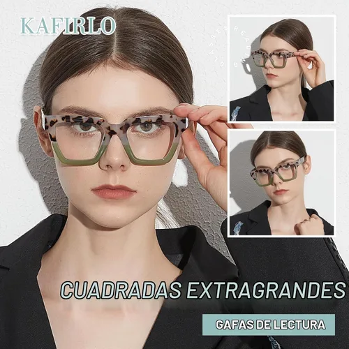Vista 6 de Gafas de Lectura de Gran Tamaño para Mujer, Estilo Oprah, con Bloqueo de Luz Azul, para Computadora, Diseño Cuadrado, Marco Grande