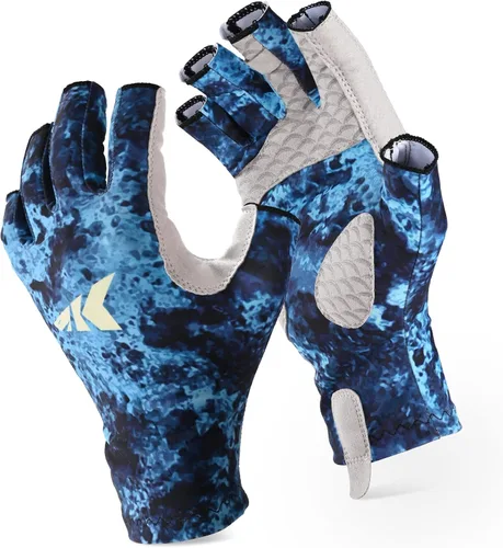 Vista 15 de KastKing La Sal Guantes de pesca UPF50+ Guantes de sol Guantes de protección UV Guantes sin dedos para hombres y mujeres para exteriores, kayak