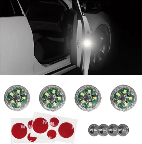 Vista 9 de Dickno 4 luces LED inalámbricas de advertencia para puerta de automóvil, 5 luces LED de señal de seguridad intermitentes automáticas en carretera