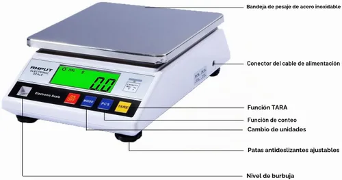 Vista 2 de RESHY Báscula de laboratorio de alta precisión de 22.0 lbs x 0.00 oz, báscula digital de cocina grande, escala de gramos de alimentos, báscula