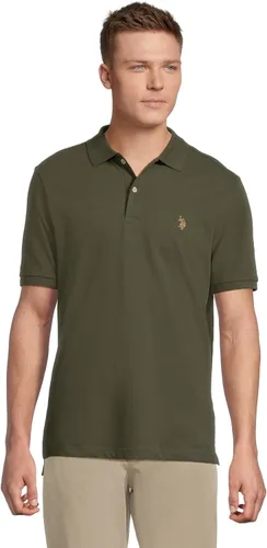Vista 107 de Polo de piqué de algodón sólido para hombre con pequeño Pony Gris jaspeado