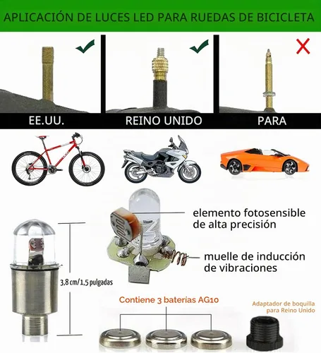 Vista 2 de Luces LED para neumáticos de automóvil, paquete de 4 unidades, tapones para válvulas de camión, bicicleta, carrito de golf, luz de rueda de Colorido