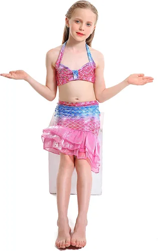 Vista 5 de DNFUN Mermaid Swimsuit for Girls Mermaid Bathing Suit Mermaid Skirt with Bikini
