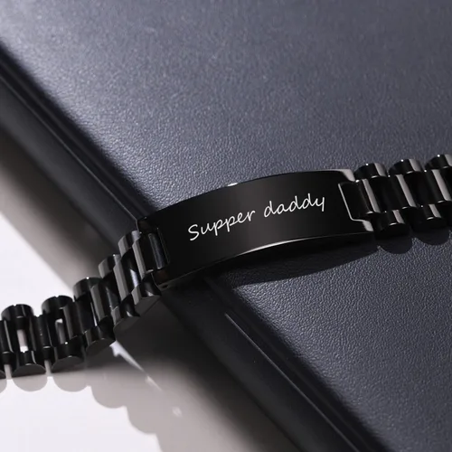 Vista 3 de Fathers Day Bracelet for Dad,To My Dad Bracelet,Masculine Watch Band Stainless Steel Link Bracelet Dad Birthday Bracelet for Men From Daughter Son