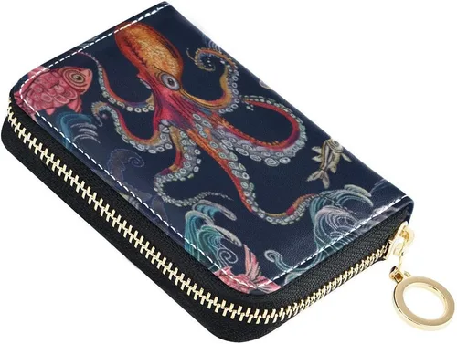 Vista 14 de Tarjetero de Tarjetas de Crédito RFID de Cuero con Cremallera Cartera para Mujeres y Niñas, Color #01, Talla única, Classic