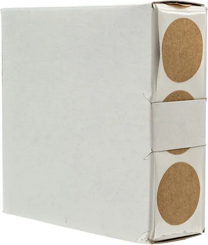 Vista 9 de Pegatinas de papel kraft marrón de 1.5 pulgadas / Rollo de 500 etiquetas marrones en blanco / Proyecto de manualidades DIY para enlatado, adhesivo
