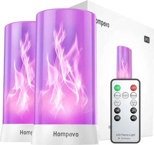 Vista 14 de Hompavo 【Actualizado】 Luces de llama, 4 modos recargables para decoración del hogar Waterproof LED Battery Operated Flameless Candles, Pillar