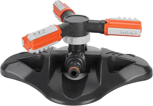 Vista 3 de Fydun Sistema automático de riego giratorio de 360 grados con 3 brazos para jardín y patio, césped, herramienta automática de rotación de 360 grados