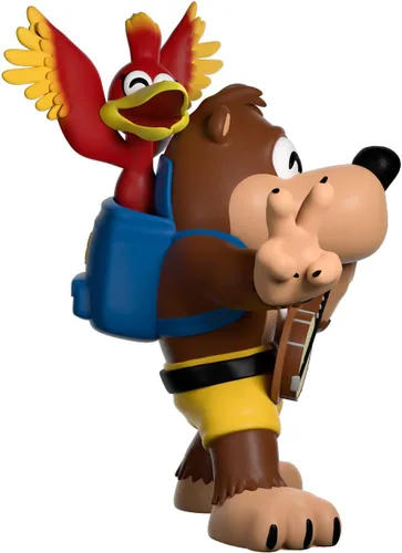 Vista 5 de Youtooz Figura de vinilo de Banjo Kazooie, figura de acción de 4.5 pulgadas, Banjo el oso con su amigo Kazooie The Red Bird – Colección de figuras