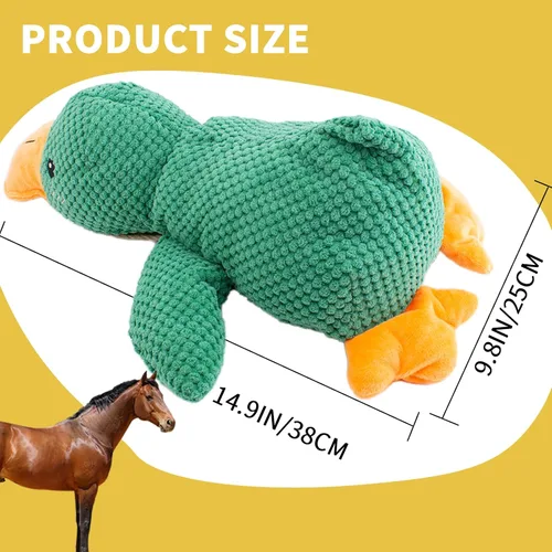 Vista 6 de Horse Toys Squeaky Squeeze Plush Duck, juguete interactivo de pato chirriante para caballos para jugar, juguetes de enriquecimiento de felpa